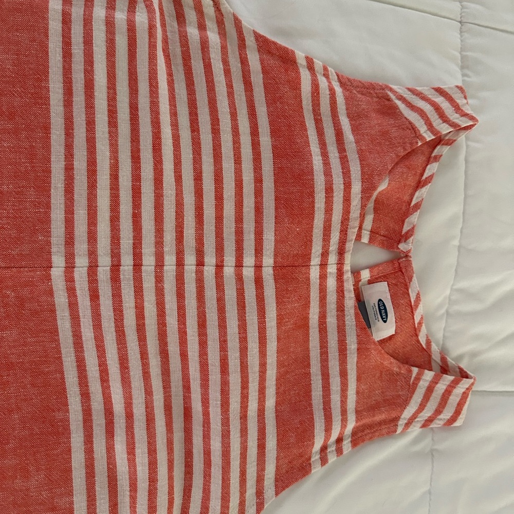 Old Navy Orange and White Striped Tank Top Dress